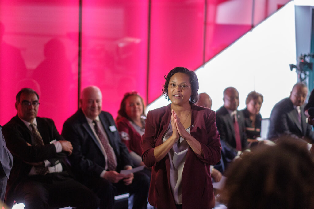 Felecia Casey-Hicks Welcomes Dignitaries to Renovated NCCU TV Studio Open House